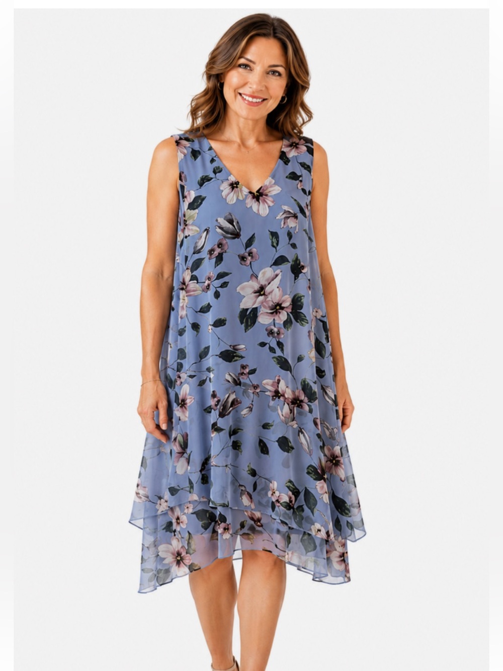 👗Soft Surroundings blue Floral Sleeveless Dress